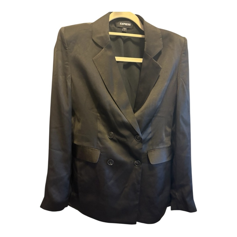 Express Women's Black silky-Double-Breasted Blazer